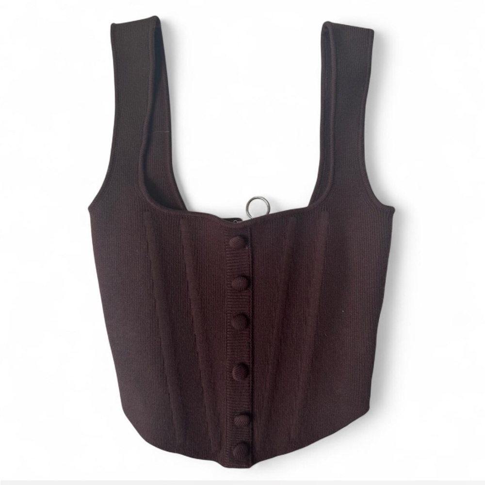 GUZIO Knit Brown Corset Top